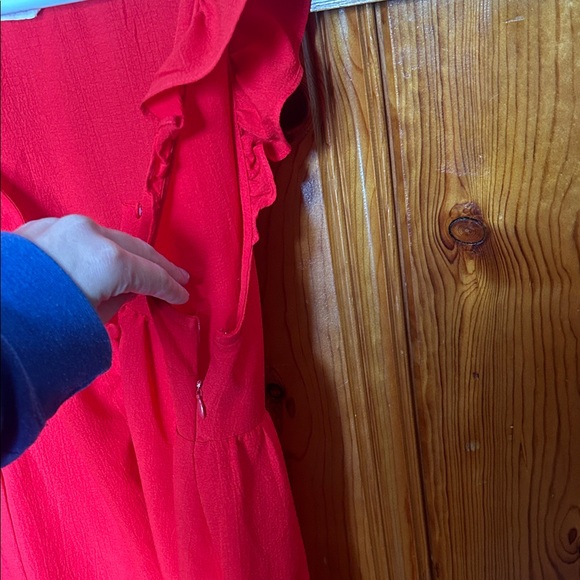 Red Ruffle Sleeve Dress - Picture 3 of 3